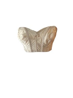 Vintage made in the USA Satin Cream Strapless Bustier Crop Top